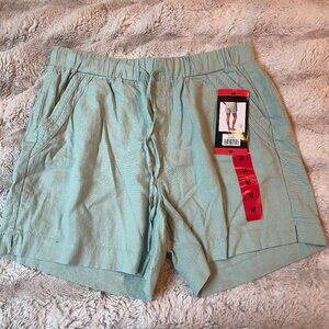Briggs Shorts Womens Medium Mint Green Pull On Linen Blend Drawstring NEW